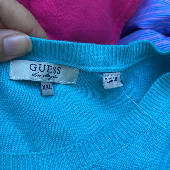 NWT Guess blue/white striped knit top Sz XXL - Picture 4 of 7